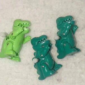 Spitz Co Lot Of Three Dinosaur Wind Up Toy Working Green And Lime Green